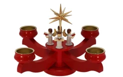 Albin Preißler Neuheiten | Adventsleuchter*Adventsleuchter für Teelichter mit 4 stehenden Engeln, rot von