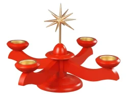 Albin Preißler Neuheiten*Adventsleuchter für Teelichter mit Weihnachtsstern, rot von