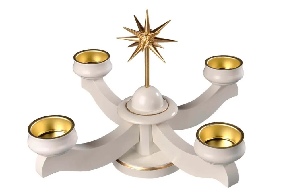 Albin Preißler Adventsleuchter*Adventsleuchter für Teelichte mit Weihnachtsstern, weiß von