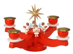 Albin Preißler Adventsleuchter*Adventsleuchter mit 4 sitzenden Engeln, rot von