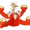 Albin Preißler Neuheiten | Adventsleuchter*Adventsleuchter mit 4 sitzenden Engeln, rot, für Teelichter von