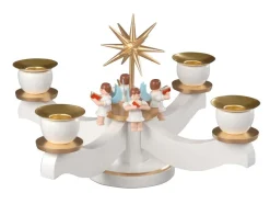 Albin Preißler Adventsleuchter*Adventsleuchter mit 4 sitzenden Engeln, weiß/bronze von
