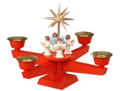 Albin Preißler Adventsleuchter*Adventsleuchter mit 4 stehenden Engeln, rot von