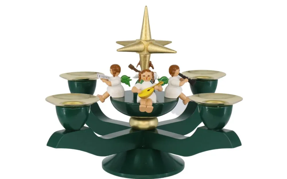 Richard Glässer GmbH Neuheiten | Auslaufartikel*Adventsleuchter mit Weihnachtsengel, grün von Richard Glässer