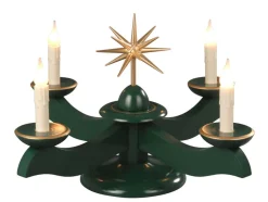 Albin Preißler Adventsleuchter*Adventsleuchter mit Weihnachtsstern, grün, elektrisch beleuchtet von