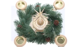 Albin Preißler Adventsleuchter*Adventsleuchter mit Weihnachtsstern und Tannenkranz, von