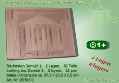 Holzspielwaren Ebert Bausteine & Baukästen*Baukasten Domizil 3, 2 - lagig mit 82 Bausteinen, natur von Ebert GmbH