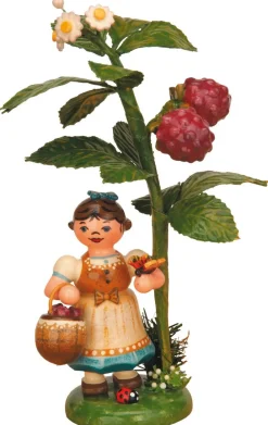 Hubrig Volkskunst Blumenmädchen*Blumenkind Herbstkind mit Himbeere, 13 cm, von