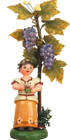 Hubrig Volkskunst Blumenmädchen*Blumenkind Herbstkind Wein, 13 cm von