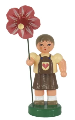 Figurenland Uhlig GmbH Blumenmädchen*Blumenkind Jona mit rosaroter Blume, 9 cm von Figurenland Uhlig