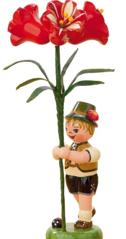 Hubrig Volkskunst Neuheiten | Blumenmädchen*Blumenkind Junge mit Amarylis von