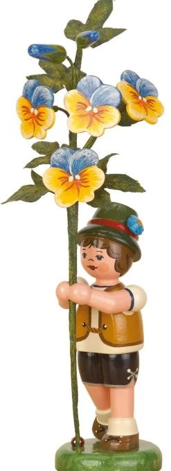 Hubrig Volkskunst Blumenmädchen*Blumenkind Junge mit Hornveilchen, 17 cm, von