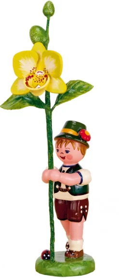 Hubrig Volkskunst Neuheiten | Blumenmädchen*Blumenkind Junge mit Orchidee, 11 cm, von