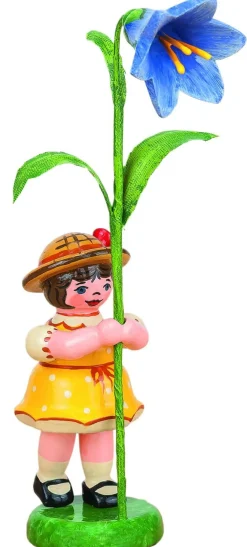 Hubrig Volkskunst Blumenmädchen*Blumenkind Mädchen mit Blauglöckchen, 11 cm von