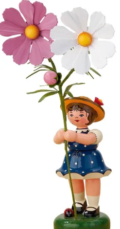 Hubrig Volkskunst Blumenmädchen*Blumenkind Mädchen mit Cosmea, 24 cm, von