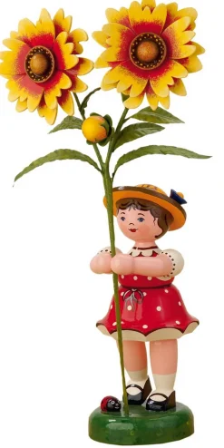 Hubrig Volkskunst Blumenmädchen*Blumenkind Mädchen mit Kokardenblume, 24 cm von