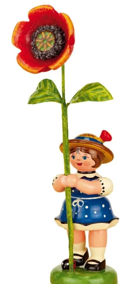 Hubrig Volkskunst Neuheiten | Blumenmädchen*Blumenkind Mädchen mit Mohnblume von