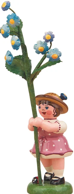 Hubrig Volkskunst Neuheiten | Blumenmädchen*Blumenmädchen mit Vergissmeinnicht, 11 cm von