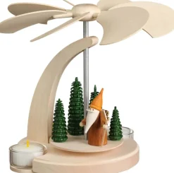 Seiffener Volkskunst eG Weihnachtspyramiden*Bogenpyramide Wichtel Waldarbeiter, 18 cm von