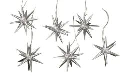 Albin Preißler Christbaumschmuck*Christbaumschmuck aus Holz, Weihnachtssterne silber, 6-teilig von
