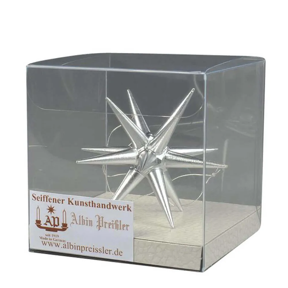 Albin Preißler Christbaumschmuck*Christbaumschmuck aus Holz, Weihnachtsstern silber, 7 cm von