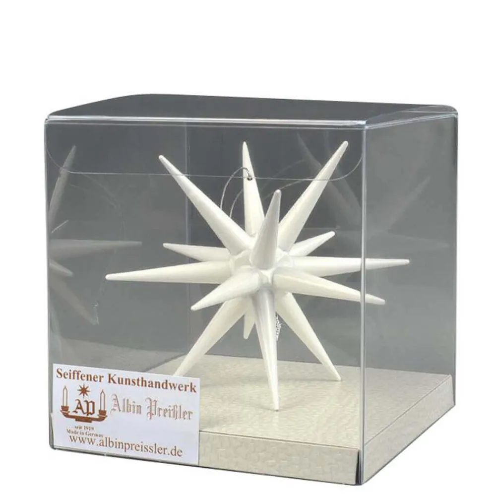 Albin Preißler Christbaumschmuck*Christbaumschmuck aus Holz, Weihnachtsstern weiß, 10 cm von