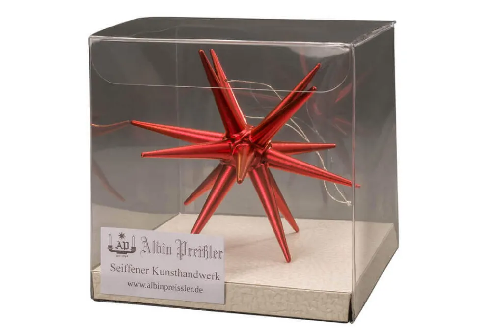 Albin Preißler Christbaumschmuck*Christbaumschmuck aus Holz, Weihnachtsstern rot-metallic, 10 cm von