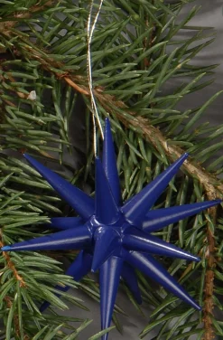 Albin Preißler Christbaumschmuck*Christbaumschmuck aus Holz, Weihnachtssterne dunkelblau, 6-teilig von