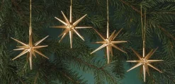 Albin Preißler Neuheiten | Christbaumschmuck*Christbaumschmuck aus Holz, Weihnachtssterne gold, 4-teilig von