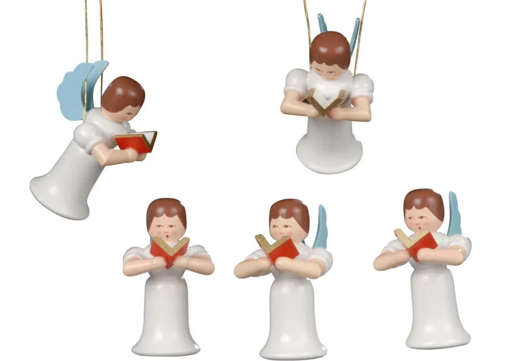 Albin Preißler Christbaumschmuck*Christbaumschmuck Engel mit Gesangbuch, 5 Stück von