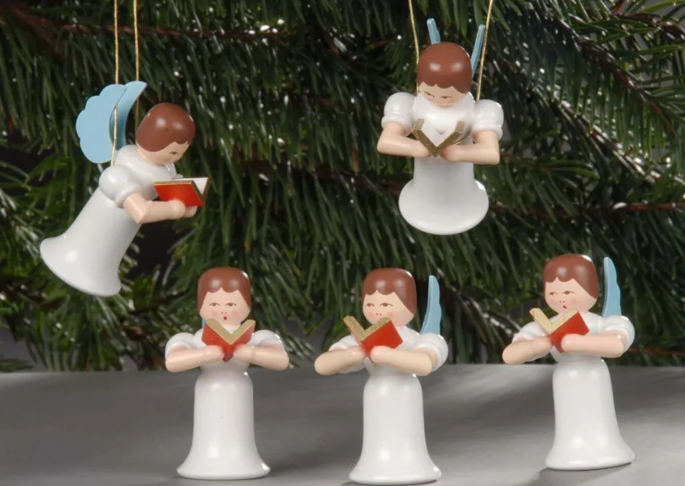 Albin Preißler Christbaumschmuck*Christbaumschmuck Engel mit Gesangbuch, 5 Stück von