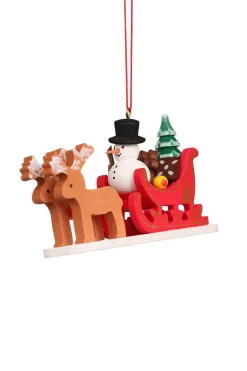 Christian Ulbricht Christbaumschmuck*Christbaumschmuck Schneemann im Rentierschlitten von