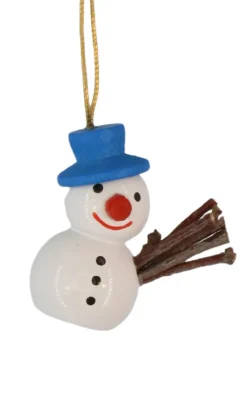 SEIFFENcom by Nestler GmbH Christbaumschmuck*Christbaumschmuck Schneemann mit blauen Hut, 3 cm von SEIFFEN.COM