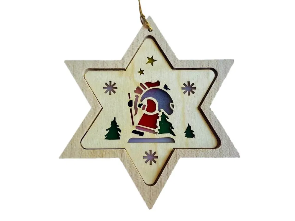 Richard Glässer GmbH Neuheiten*Christbaumschmuck Stern mit Diaphanbild Weihnachtsmann von Richard Glässer