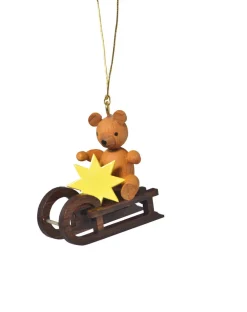 KWO Christbaumschmuck*Christbaumschmuck Teddy auf Schlitten, 4 cm von