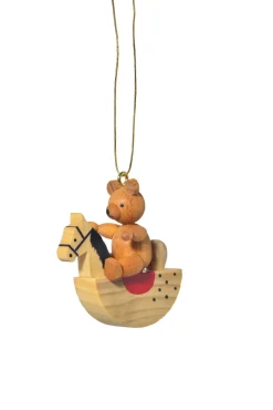 KWO Christbaumschmuck*Christbaumschmuck Teddy auf Schaukelpferd, 5 cm von