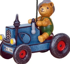 Hubrig Volkskunst Christbaumschmuck*Christbaumschmuck Traktor mit Teddy von