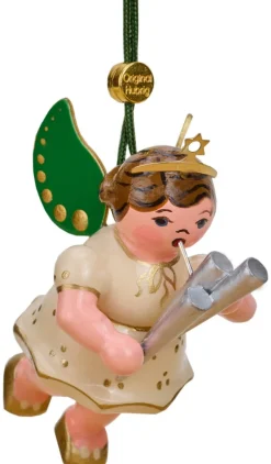 Hubrig Volkskunst Weihnachtsengel*Christbaumschmuck Weihnachtsengel mit Schalmei, 6 cm von