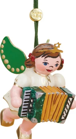 Hubrig Volkskunst Christbaumschmuck*Christbaumschmuck Weihnachtsengel mit Akkordeon, 6 cm von
