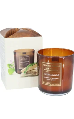 Ebersbacher Kerzenfabrik GmbH Stumpenkerzen*EWA Duftkerze Wood Wick - Sandelholz Ø 80 mm x 90 mm Höhe