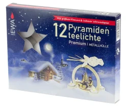 Ebersbacher Kerzenfabrik GmbH Teelichter*EWA Pyramidenteelichter in Metallhülle, Premium, 12 Stück