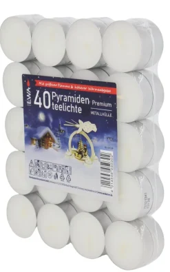 Ebersbacher Kerzenfabrik GmbH Teelichter*EWA Pyramidenteelichter in Metallhülle, Premium 40 Stück