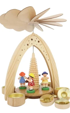 Figurenland Uhlig GmbH Osterpyramide & Osterkerzenhalter*Frühlingspyramide mit 4 Blumenmädchen, 27 cm von