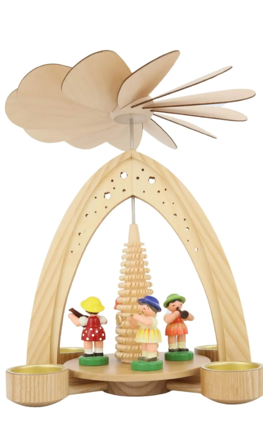 Figurenland Uhlig GmbH Osterpyramide & Osterkerzenhalter*Frühlingspyramide mit 4 Blumenmädchen, 27 cm von