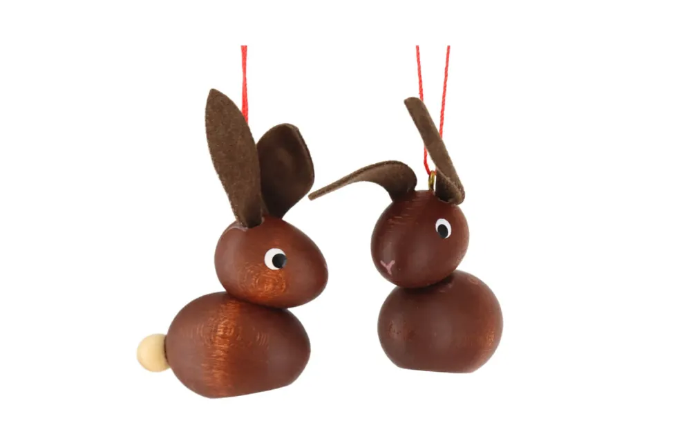 Christian Ulbricht Neuheiten | Frühlingsdeko*Hasen mit Lederohren zum Hängen, 6 cm, 6 Stück von