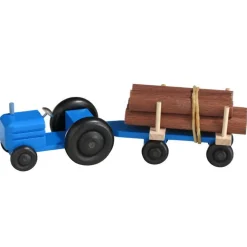Robbi Weber Holzauto*Holzspielzeug Traktor mit Anhänger Rundholz, von