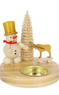 Zenker Kerzenhalter Weihnachten*Kerzenhalter für Teelichte Schneemann mit Elch, von Ralf