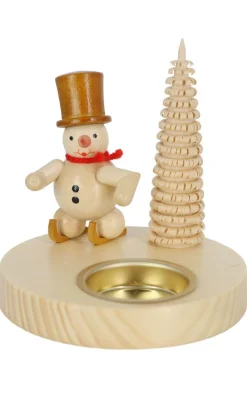 Zenker Kerzenhalter Weihnachten*Kerzenhalter für Teelichte mit Schneemann auf Schlittschuhen, 10 cm von Ralf