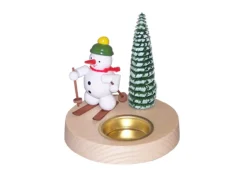 Zenker Kerzenhalter Weihnachten*Kerzenhalter für Teelichte mit Schneemann auf Ski, farbig, 10 cm von Ralf