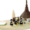 Richard Glässer GmbH Neuheiten | Kerzenhalter Weihnachten*Kerzenhalter für Teelichte mit Seiffener Kirche und Kurrende, 16 cm, von Richard Glässer